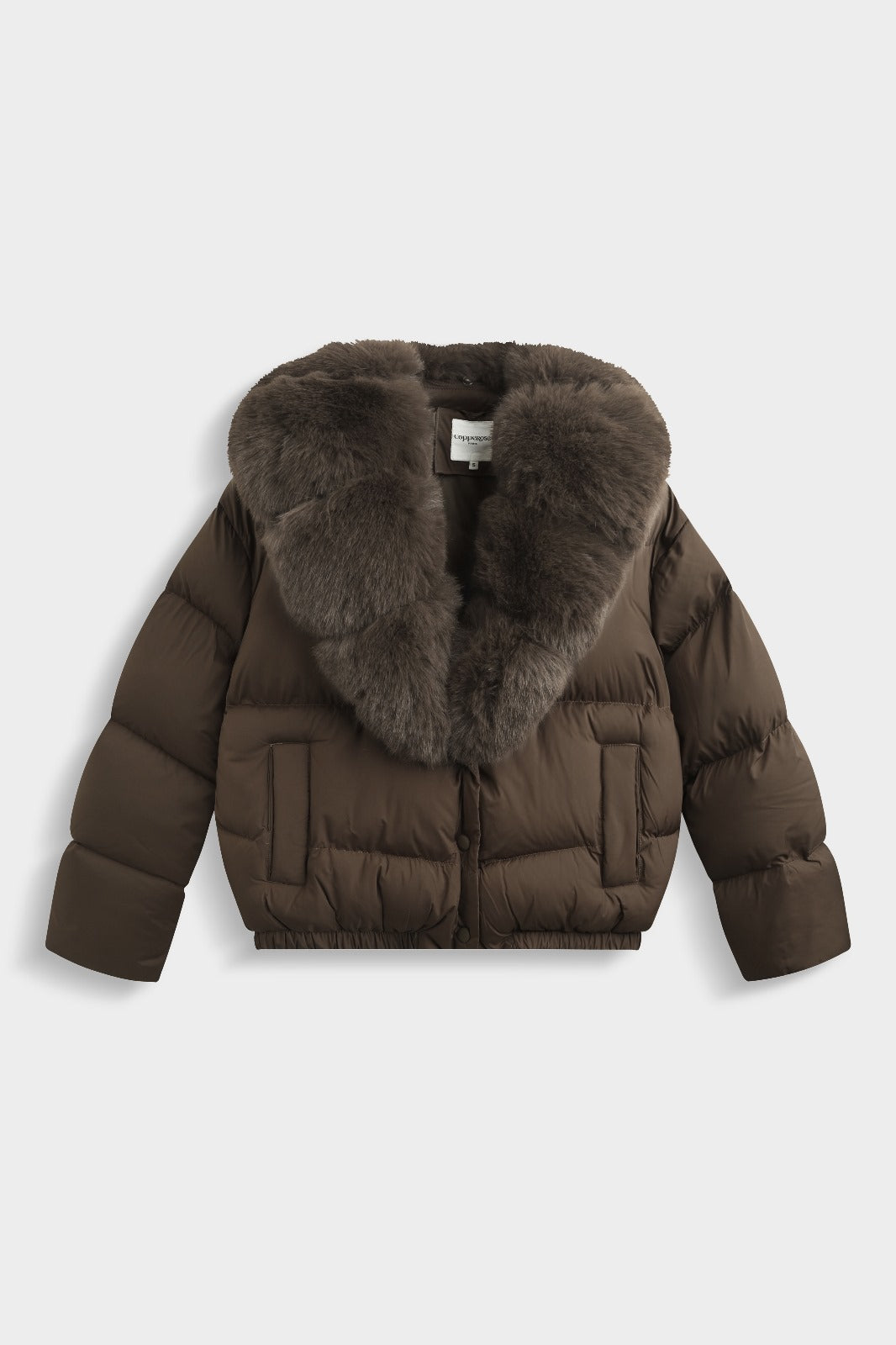 Kurze Steppjacke mit Fellkragen